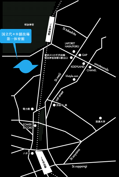国立代々木競技場 第一体育館への地図
