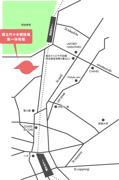 国立代々木競技場 第一体育館への地図