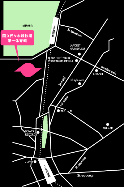 国立代々木競技場 第一体育館への地図