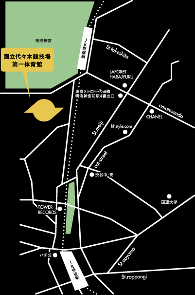 国立代々木競技場 第一体育館への地図